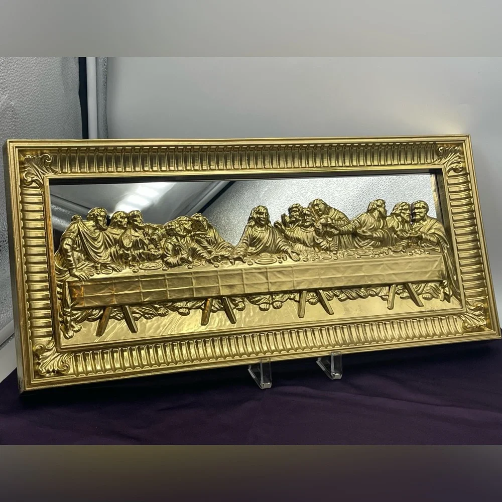 Homco: VTG “The Last Supper” 3D Religious Wall Art Decor w/ Gold Mirrored Frame